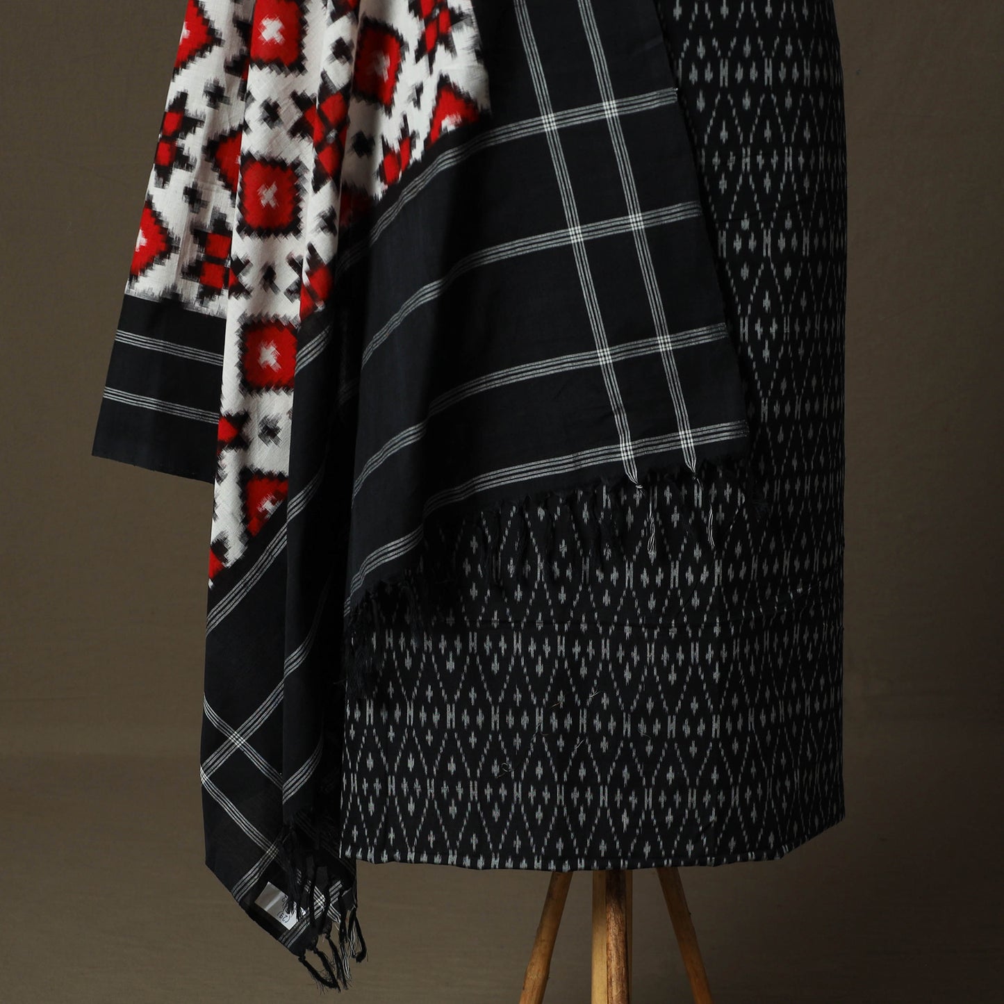 Handloom Mercerised Cotton Pochampally Ikat 2pc Unstitched Dress Material Kurta Set 29