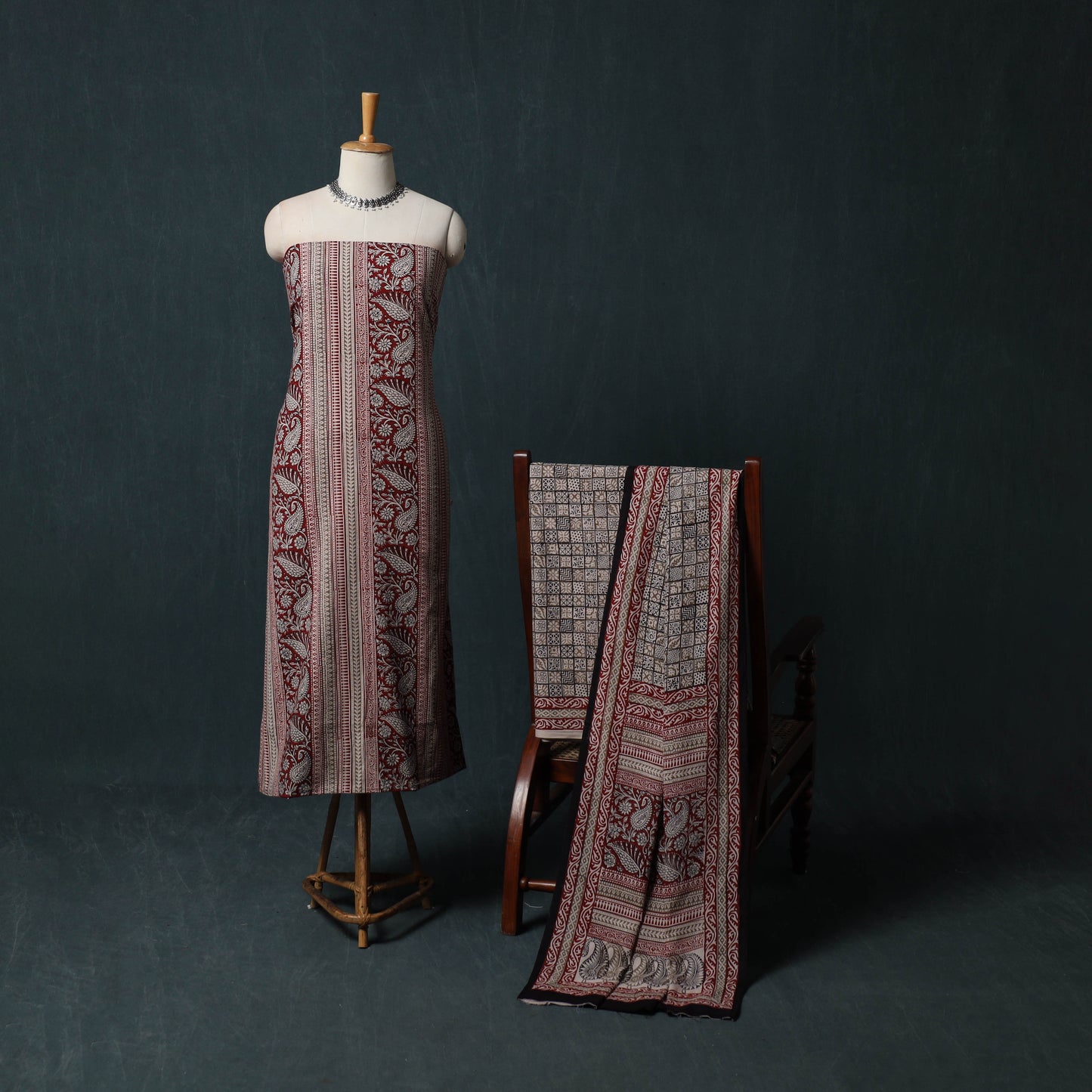 Bagh Hand Block Print Cotton 3pc Unstitched Dress Material Suit Set 28