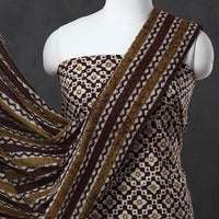 Brown - Kutch Print 3pc Cotton Batik Dress Material 82