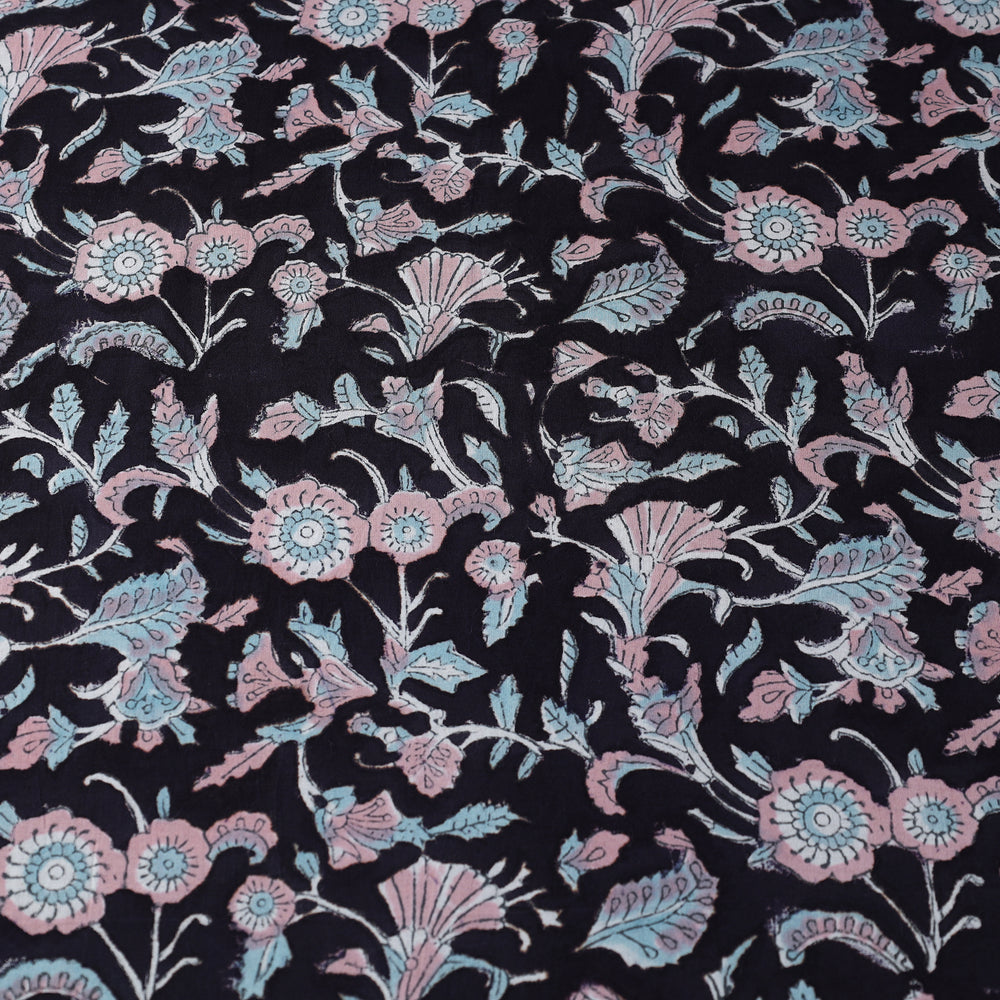 Black - Pure Cotton Sanganeri Print Fabric 05