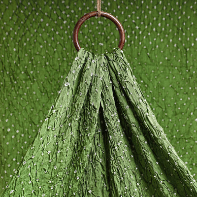 Light Green Kutch Bandhani Tie-Dye Modal Silk Fabric
