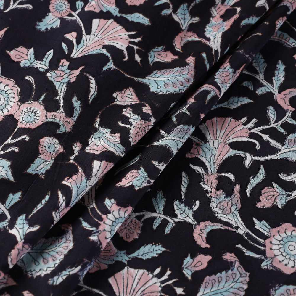 Black - Pure Cotton Sanganeri Print Fabric 05