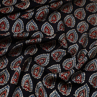 Black - Ajrakh Hand Block Printed Modal Silk Precut Fabric (3 meter) 35