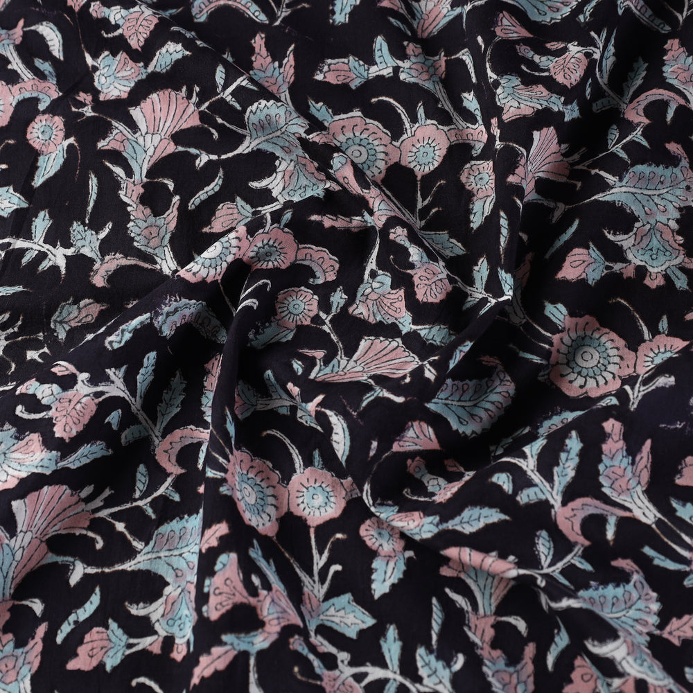 Black - Pure Cotton Sanganeri Print Fabric 05