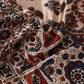 Multicolor Natural Dyed Mashru Silk Ajrakh Print Fabric