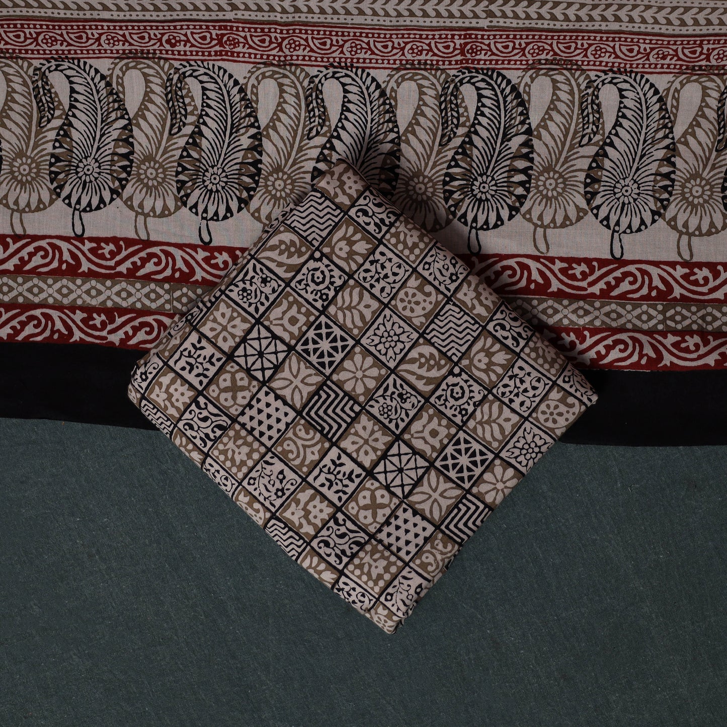 Bagh Hand Block Print Cotton 3pc Unstitched Dress Material Suit Set 28