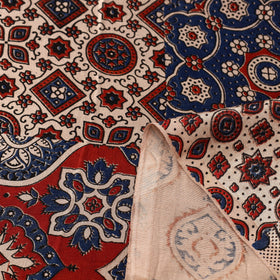 Multicolor Natural Dyed Mashru Silk Ajrakh Print Fabric