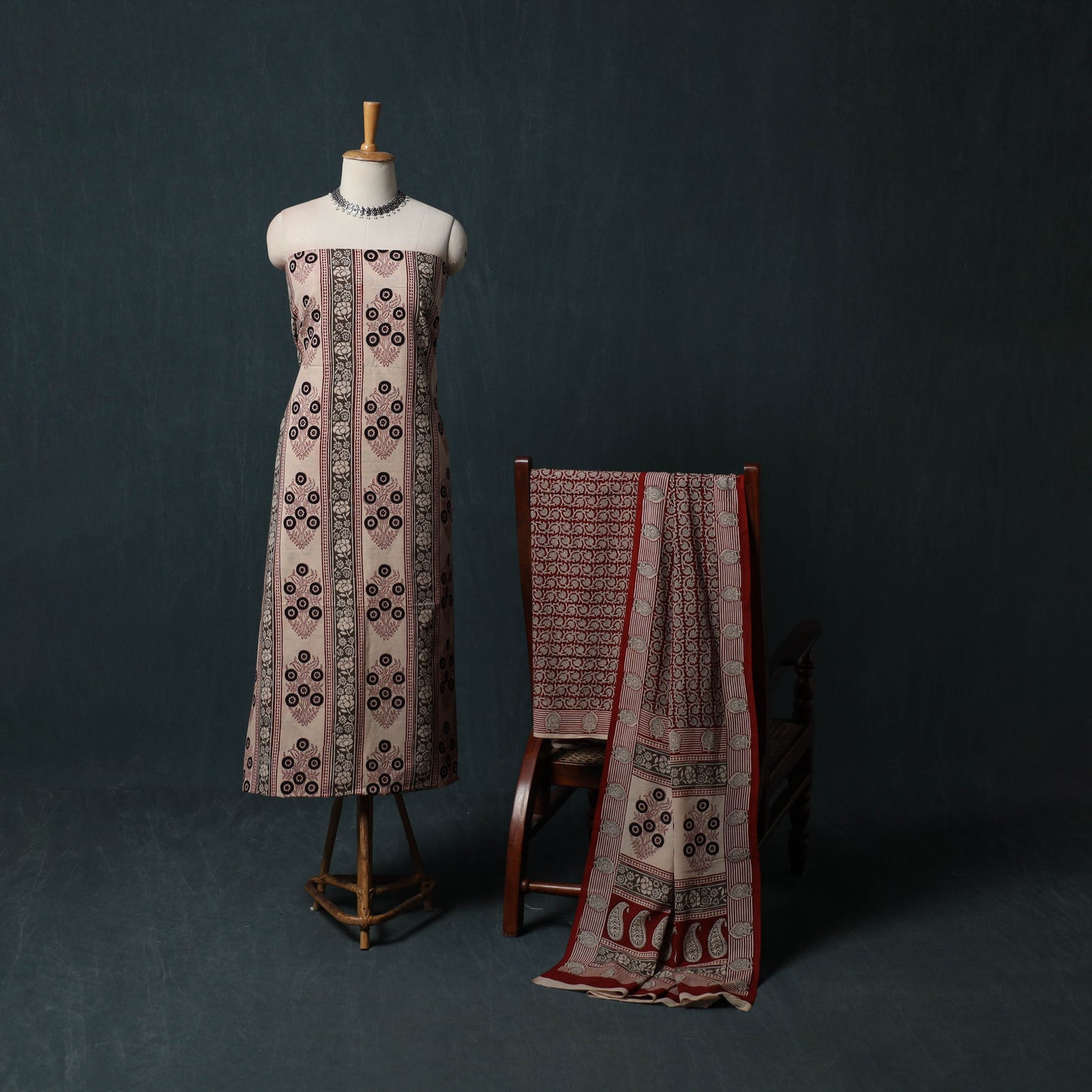 Bagh Hand Block Print Cotton 3pc Unstitched Dress Material Suit Set 29