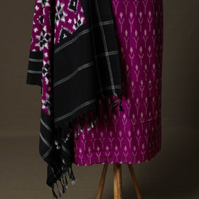 Handloom Mercerised Cotton Pochampally Ikat 2pc Unstitched Dress Material Kurta Set 30