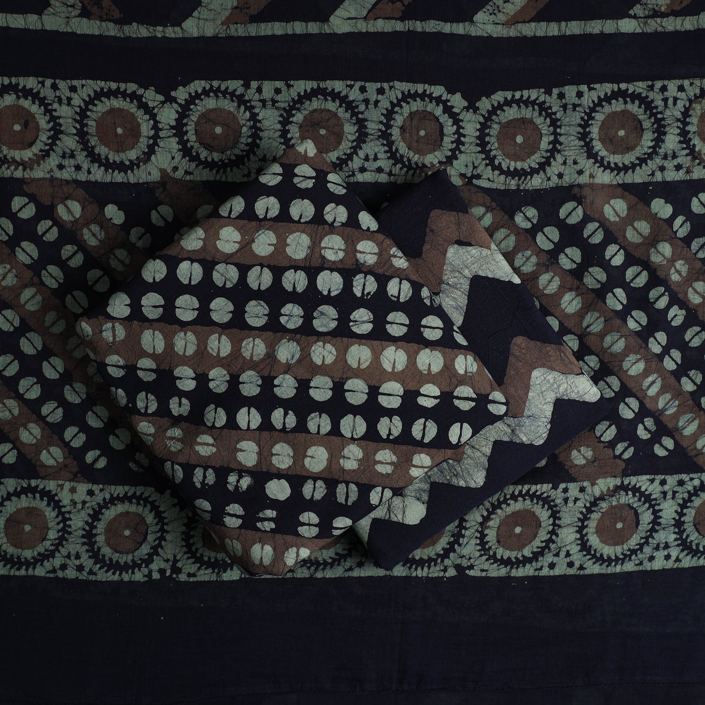 Brown - Kutch Print 3pc Cotton Batik Dress Material 83