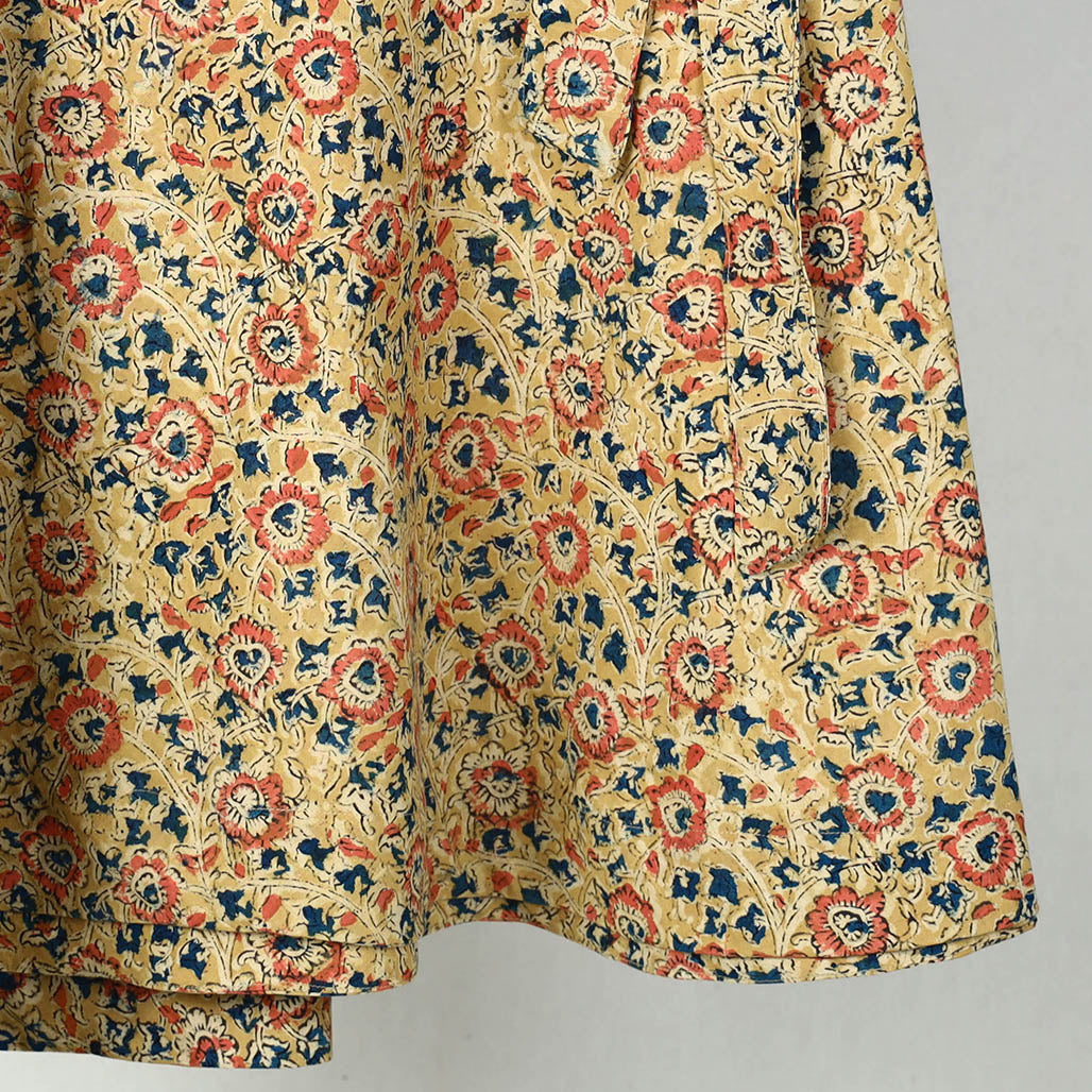 Yellow - Block Printed Cotton Wrap Around Kalamkari Skirt 03