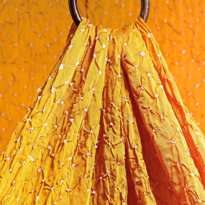 Orange Kutch Bandhani Tie-Dye Modal Silk Fabric