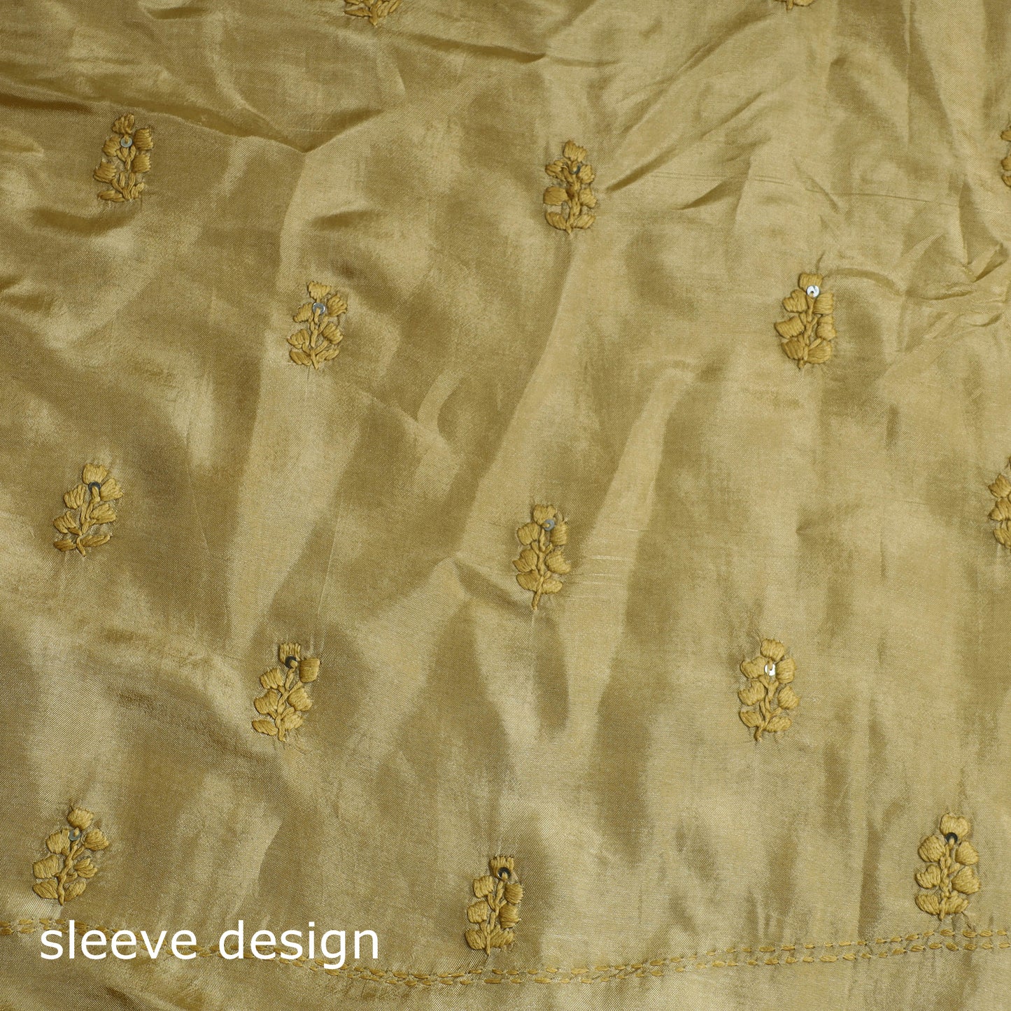 Yellow - 3pc Hand Embroidery Dupion Silk Phulkari Dress Material 20