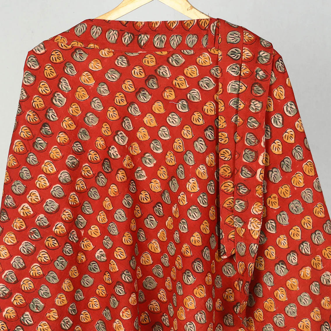 Red - Block Printed Cotton Wrap Around Kalamkari Skirt 05