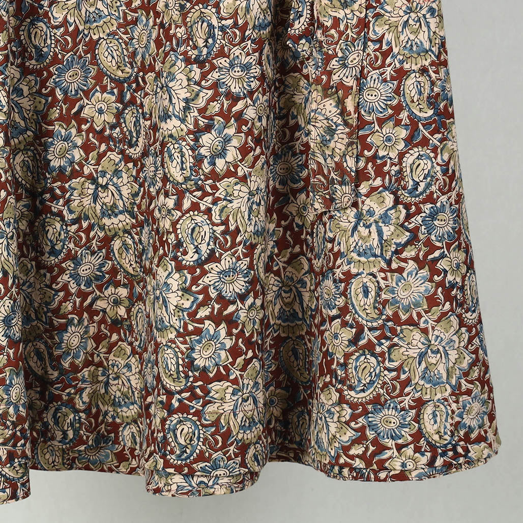 Block Printed Cotton Wrap Around Kalamkari Skirt 06