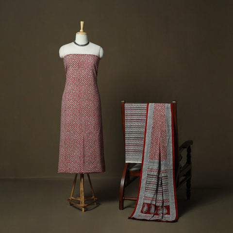 Bagh Hand Block Print Natural Dyed Cotton 3pc Unstitched Dress Material 25
