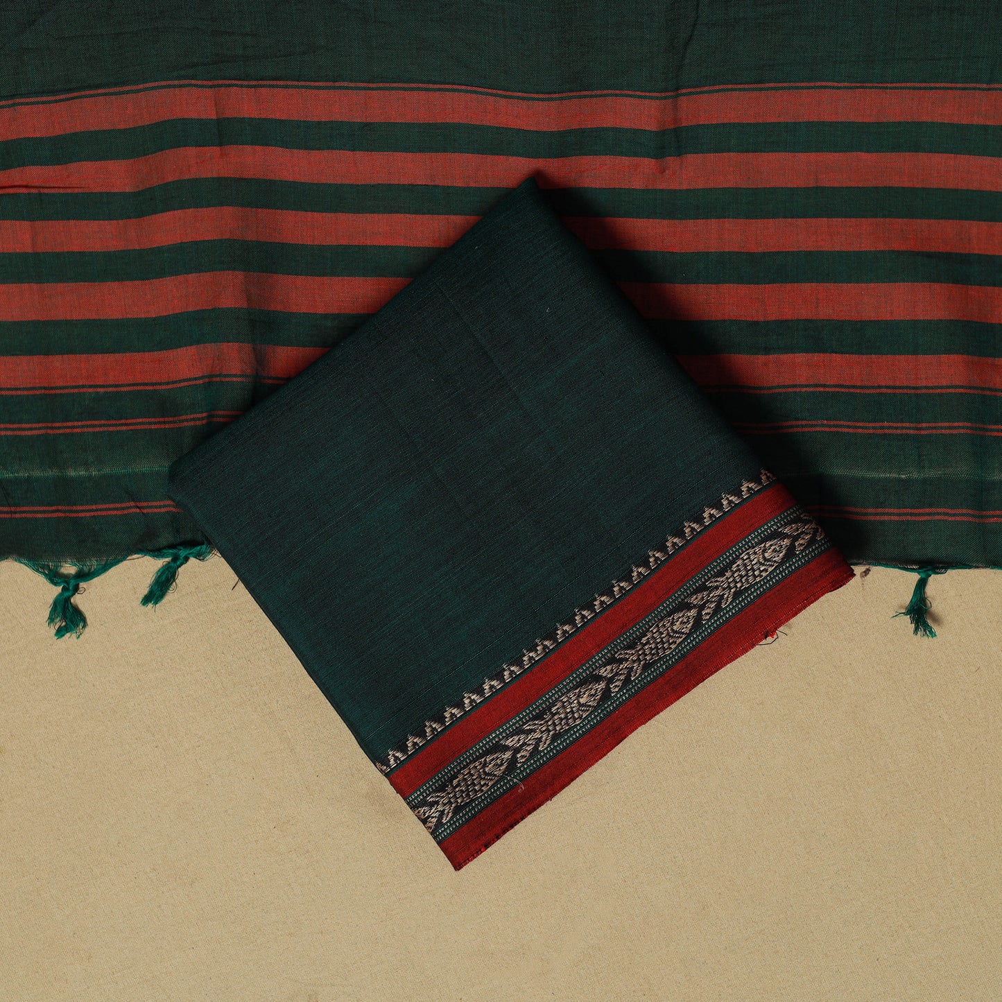 Dharwad Cotton 3pc Unstitched Dress Material with Border 41