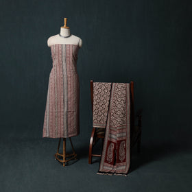 Bagh Hand Block Print Cotton 3pc Unstitched Dress Material Suit Set 30