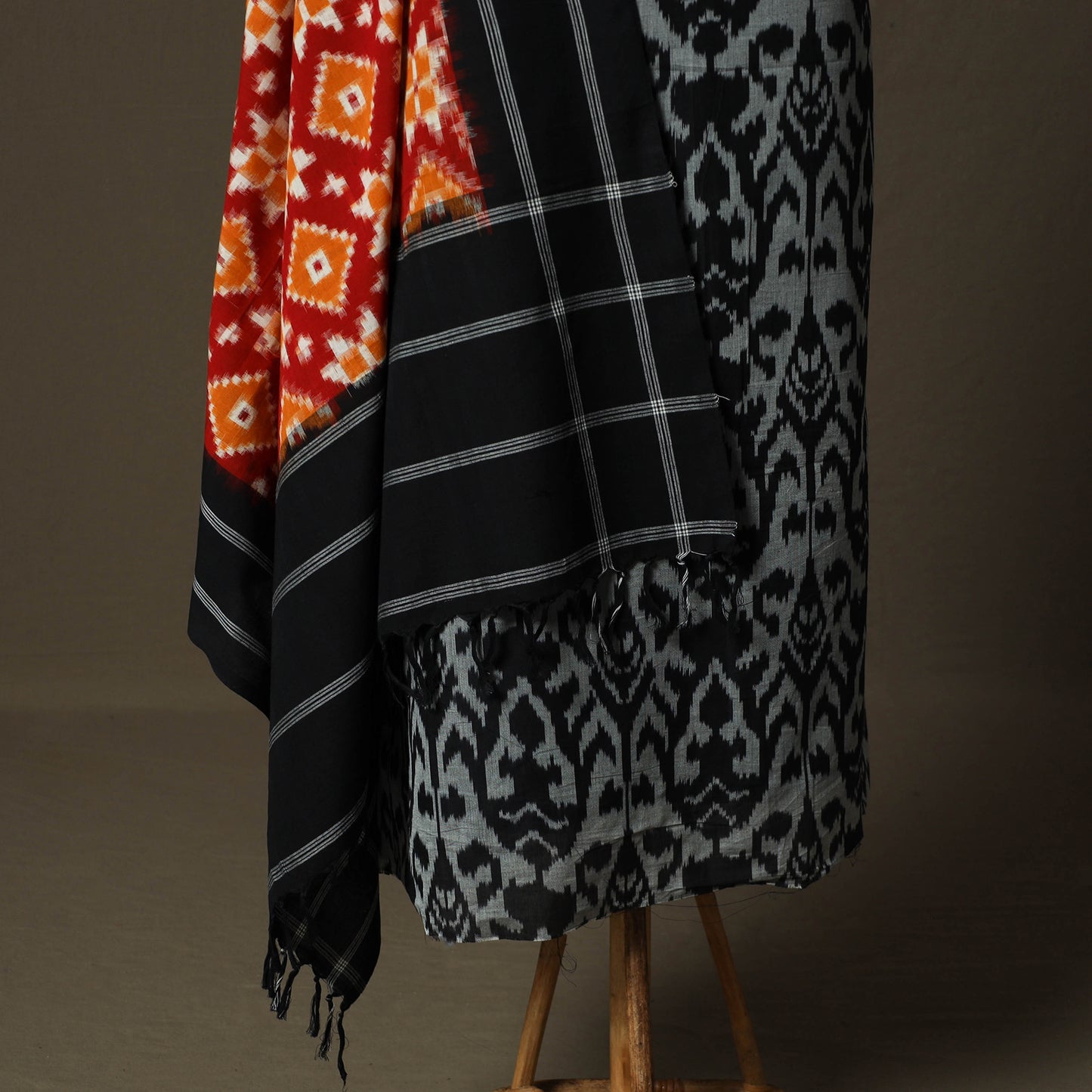 Handloom Mercerised Cotton Pochampally Ikat 2pc Unstitched Dress Material Kurta Set 31