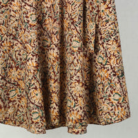 Brown - Block Printed Cotton Wrap Around Kalamkari Skirt 07