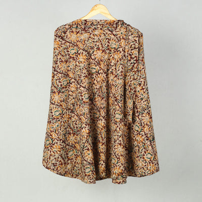 Brown - Block Printed Cotton Wrap Around Kalamkari Skirt 07