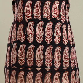 Black Bagh Block Print Cotton Apron with Pocket