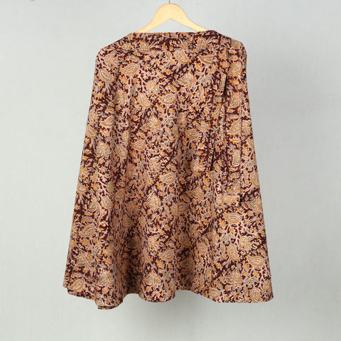 Maroon - Block Printed Cotton Wrap Around Kalamkari Skirt 08