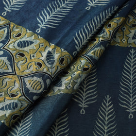 Blue Natural Dyed Mashru Silk Ajrakh Print Fabric