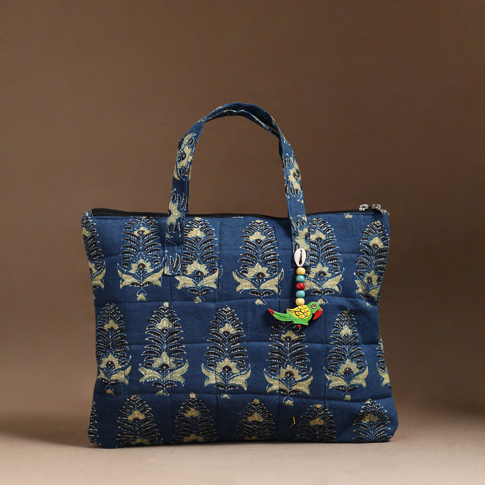 Blue - Handcrafted Quilted Cotton Hand Bag  68