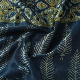 Blue Natural Dyed Mashru Silk Ajrakh Print Fabric