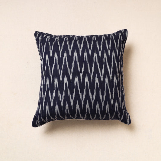 Blue - Pochampally Ikat Cotton Cushion Cover (16 x 16 in) 01