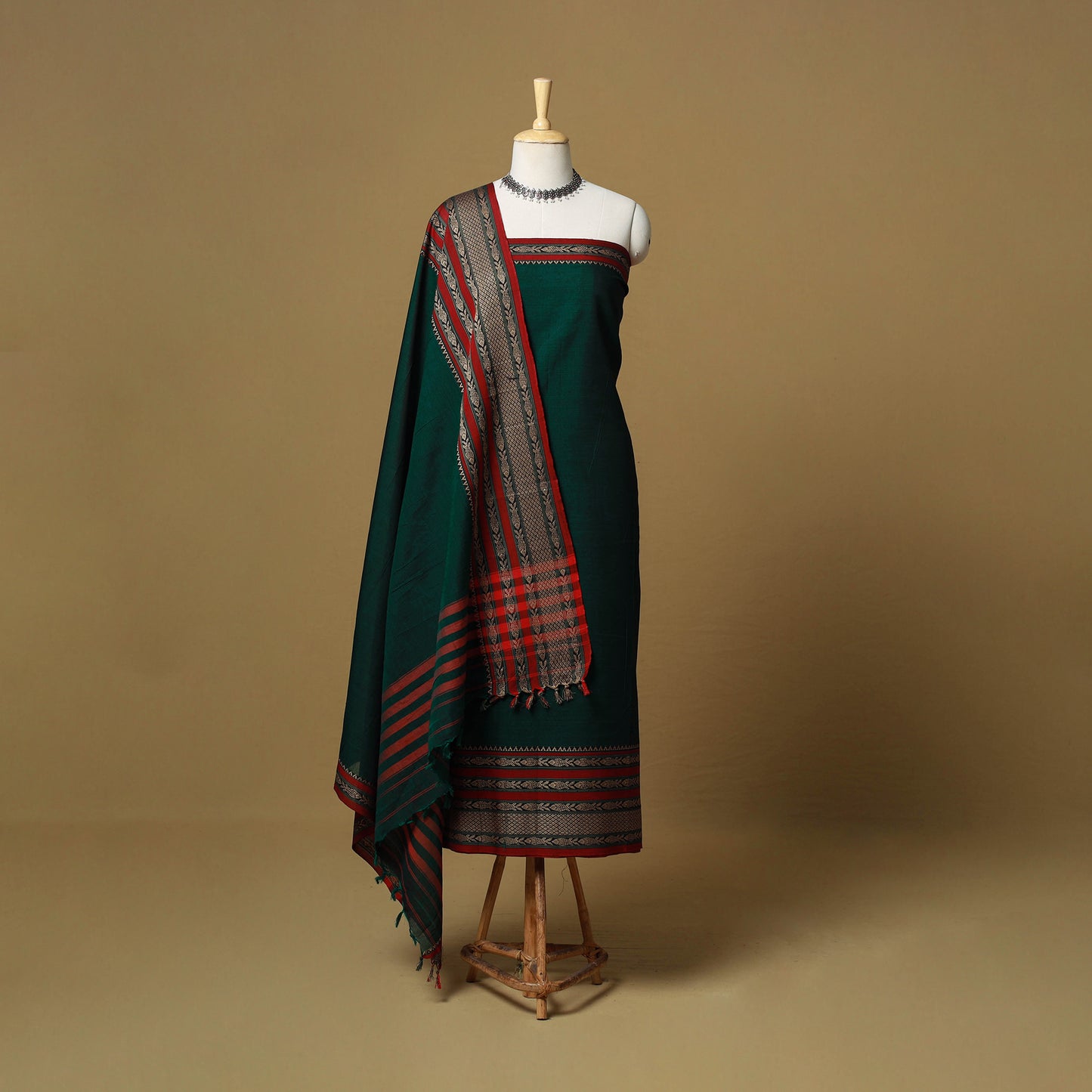 Dharwad Cotton 3pc Unstitched Dress Material with Border 41