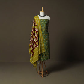 Handloom Mercerised Cotton Pochampally Ikat 2pc Unstitched Dress Material Kurta Set 32