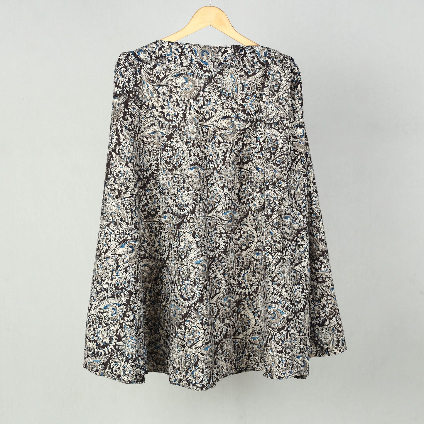 Grey - Block Printed Cotton Wrap Around Kalamkari Skirt 09