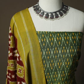 Handloom Mercerised Cotton Pochampally Ikat 2pc Unstitched Dress Material Kurta Set 32