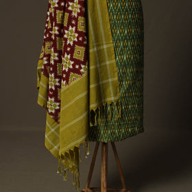 Handloom Mercerised Cotton Pochampally Ikat 2pc Unstitched Dress Material Kurta Set 32
