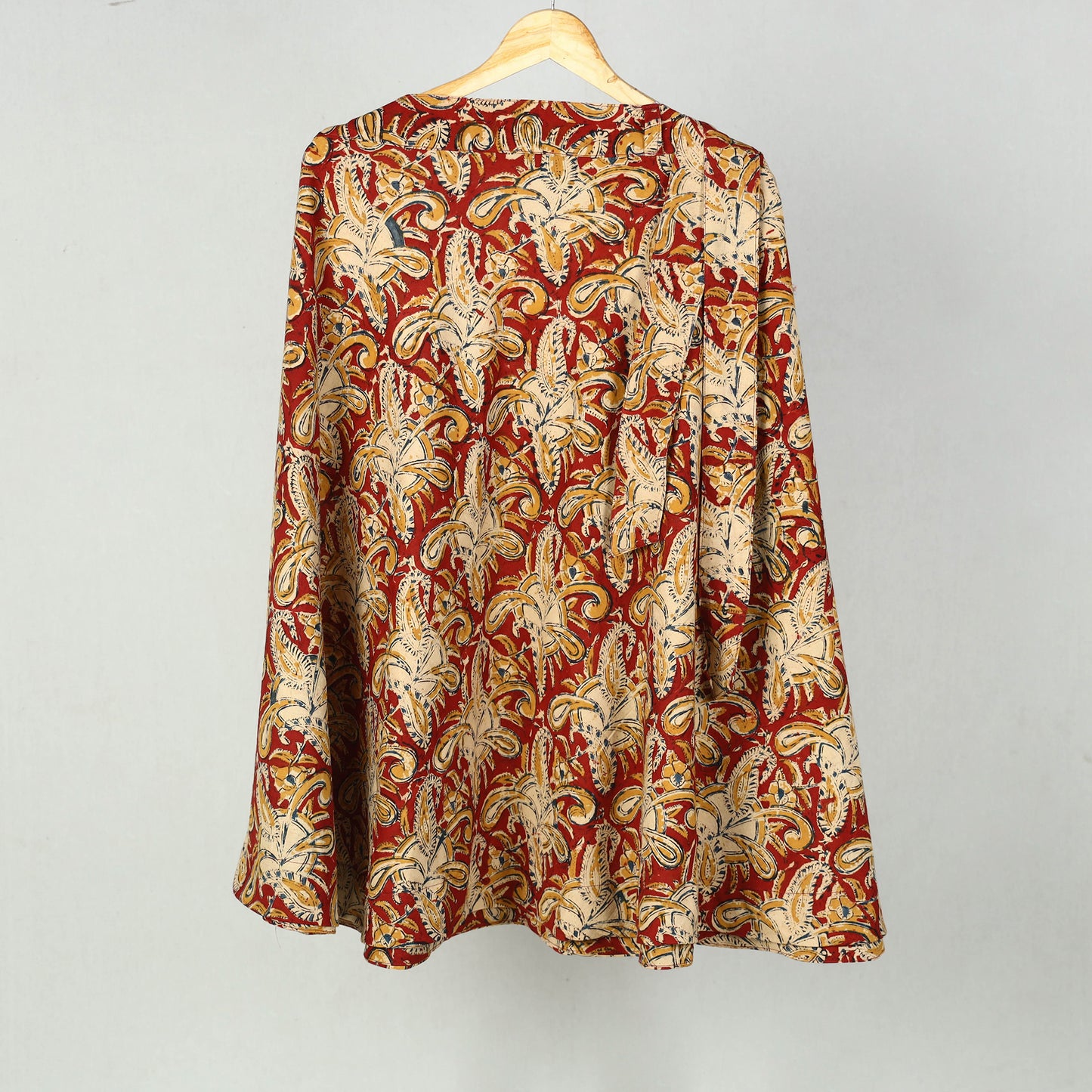 Red - Block Printed Cotton Wrap Around Kalamkari Skirt 10