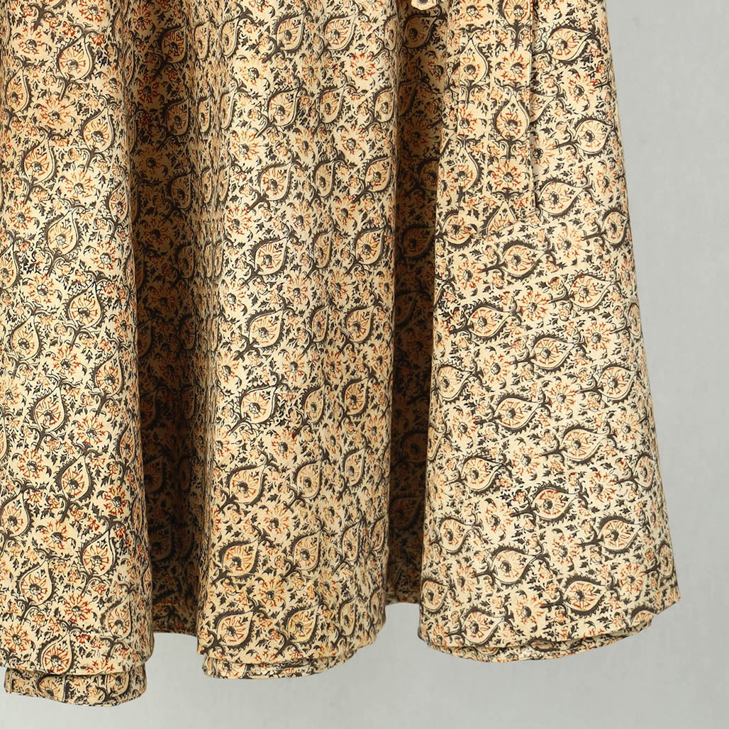 Yellow - Block Printed Cotton Wrap Around Kalamkari Skirt 11