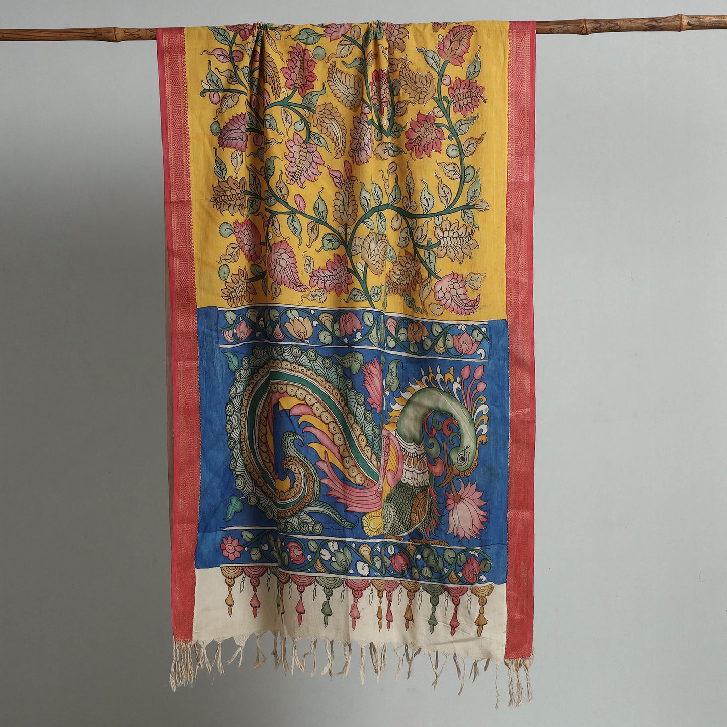 kalamkari handpainted silk dupatta