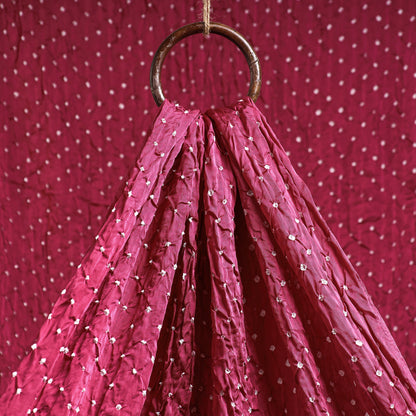 Dark Pink Kutch Bandhani Tie-Dye Modal Silk Fabric