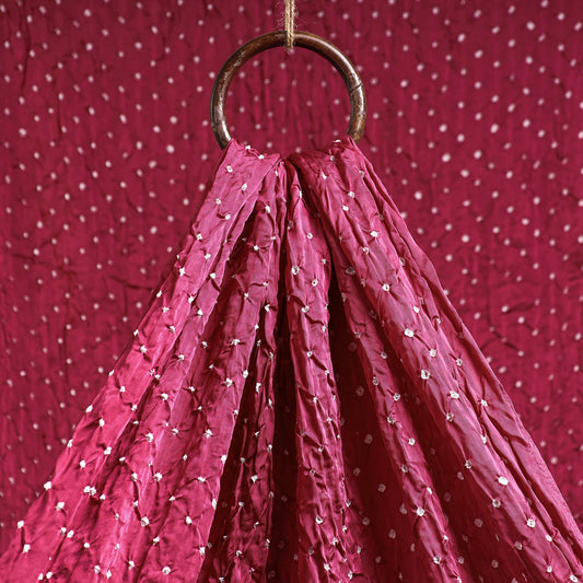 Dark Pink Kutch Bandhani Tie-Dye Modal Silk Fabric