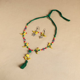 Multicolor - handmade wooden bird beaded necklace set 05