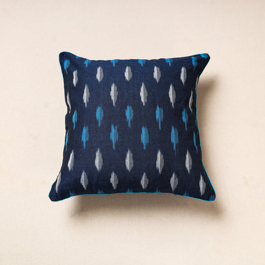 Blue - Pochampally Ikat Cotton Cushion Cover (16 x 16 in) 02