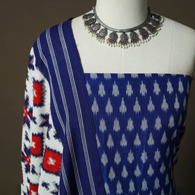Handloom Mercerised Cotton Pochampally Ikat 2pc Unstitched Dress Material Kurta Set 33