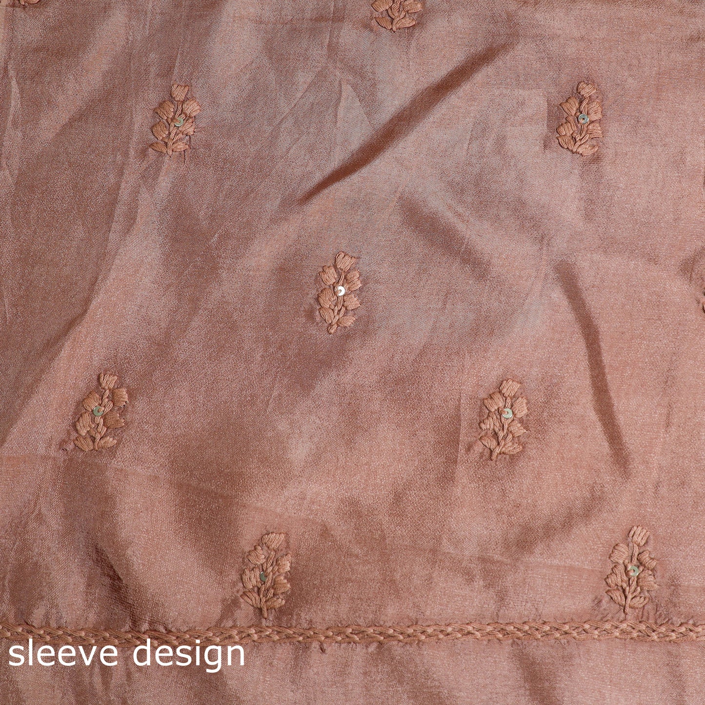 Brown - 3pc Hand Embroidery Dupion Silk Phulkari Dress Material 24