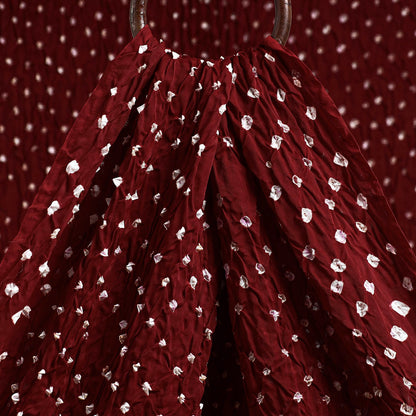 Maroon Kutch Bandhani Tie-Dye Modal Silk Fabric