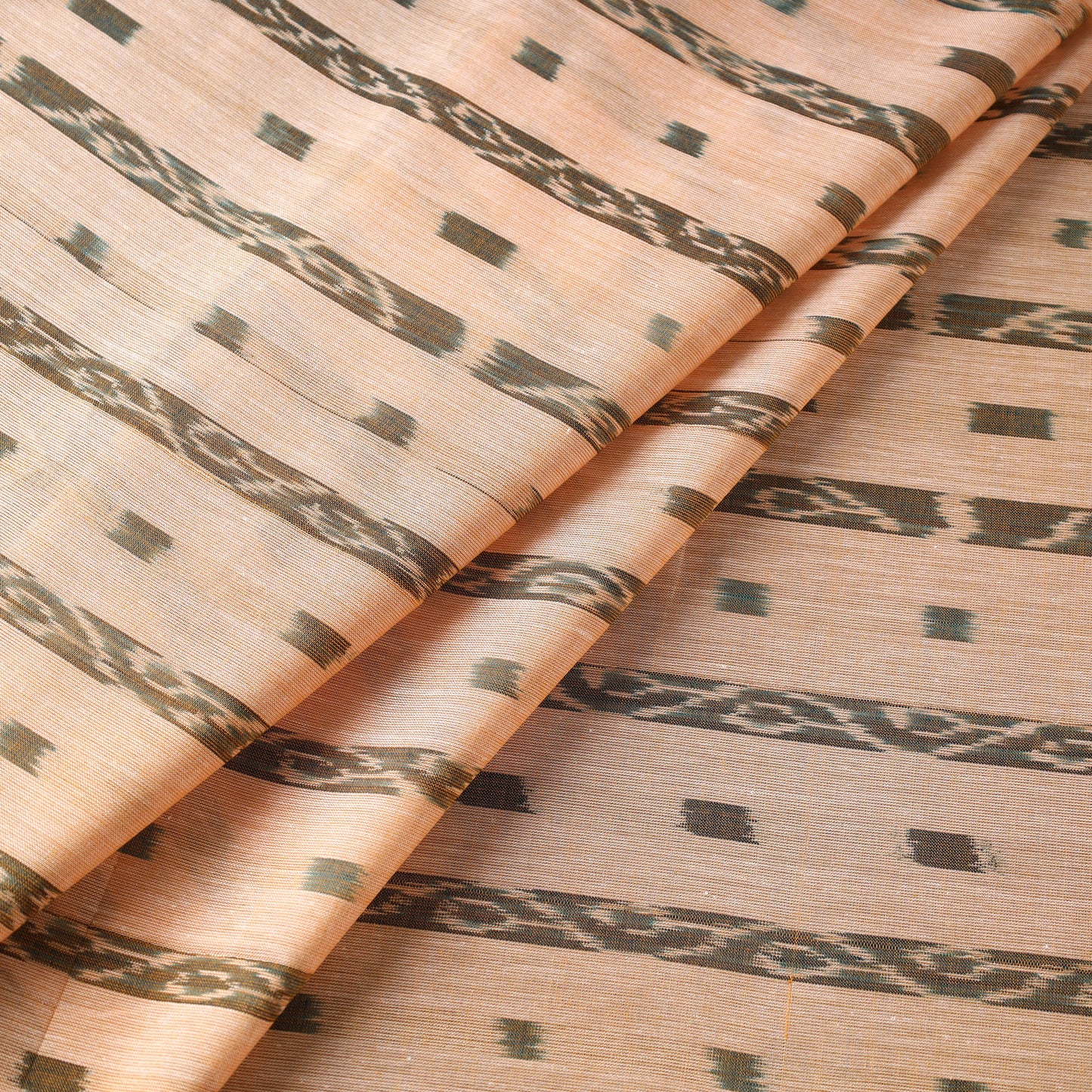 Peach - Sambalpuri Ikat Weaving Cotton Fabric