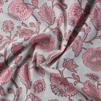 Pink Floral Jaal Sanganeri Block Printed Cotton Fabric