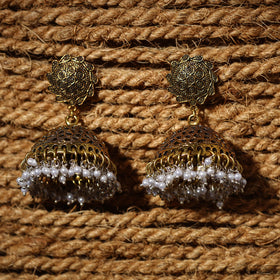  Ruhi Golden Handcrafted GS Beaded Jhumki Earrings 