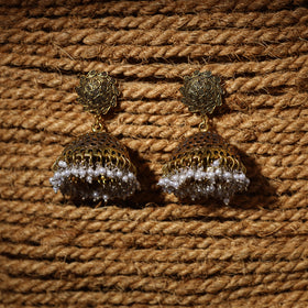 Ruhi Golden Handcrafted GS Beaded Jhumki Earrings 